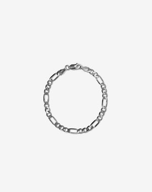 Figaro Wide Chain Bracelet | Sterling Silver