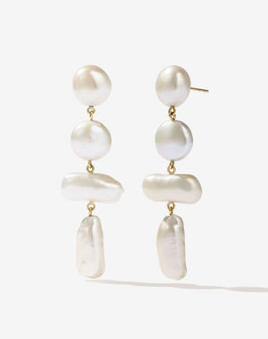 Harmony Pearl Drop Earrings | 9ct Yellow Gold