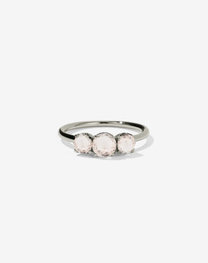 A classic three stone engagement ring in white gold with morganites.