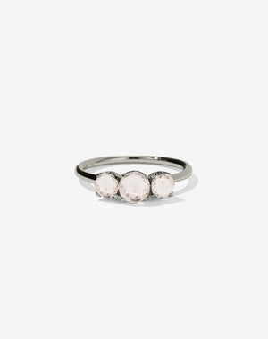 A classic three stone engagement ring in white gold with morganites.