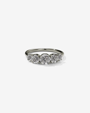 A classic white gold, five stone diamond engagement ring. Set with grey diamonds.