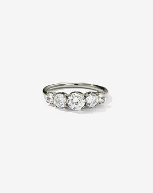 A classic white gold, five stone diamond engagement ring. Set with diamonds.