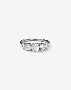 A classic white gold, five stone diamond engagement ring. Set with diamonds.