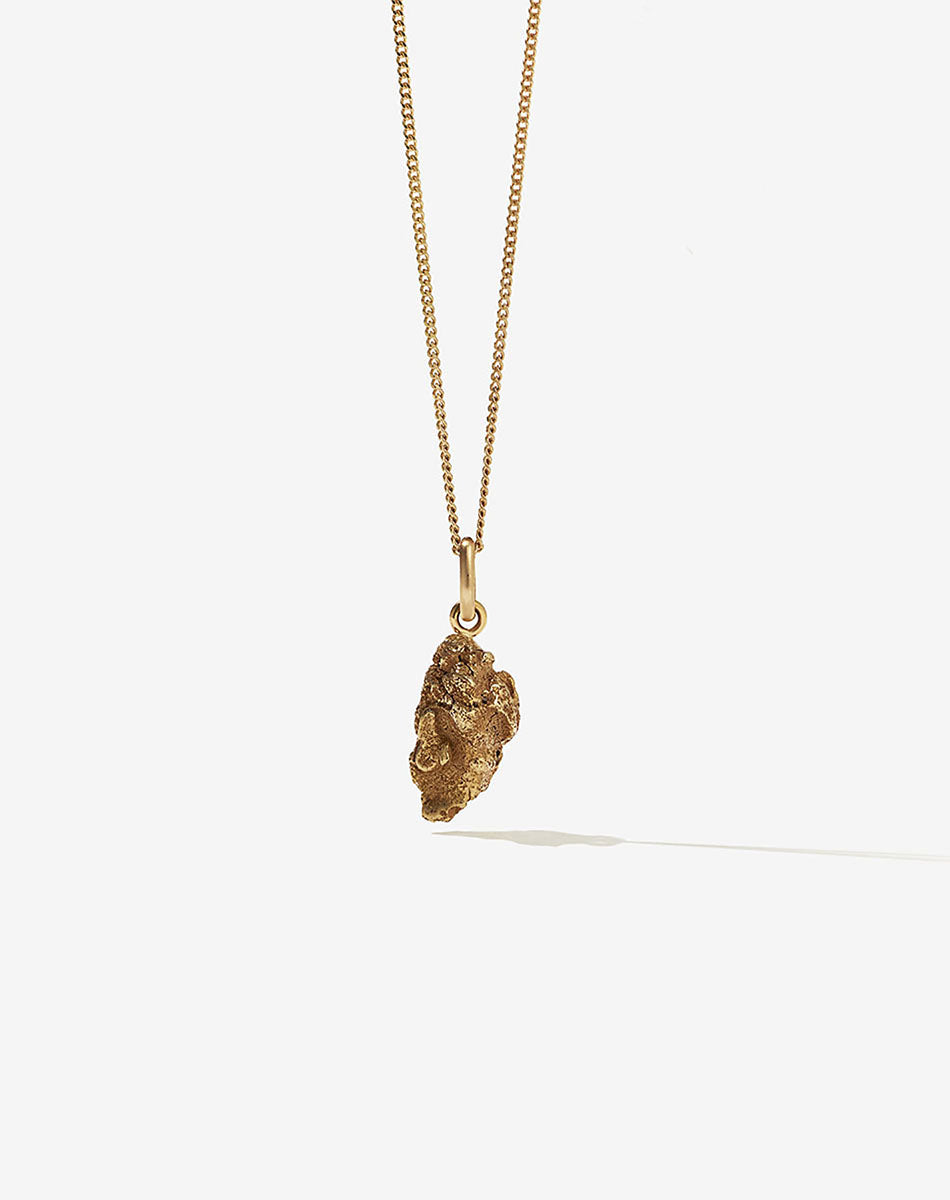 Gold Nugget Charm Necklace | 23k Gold Plated