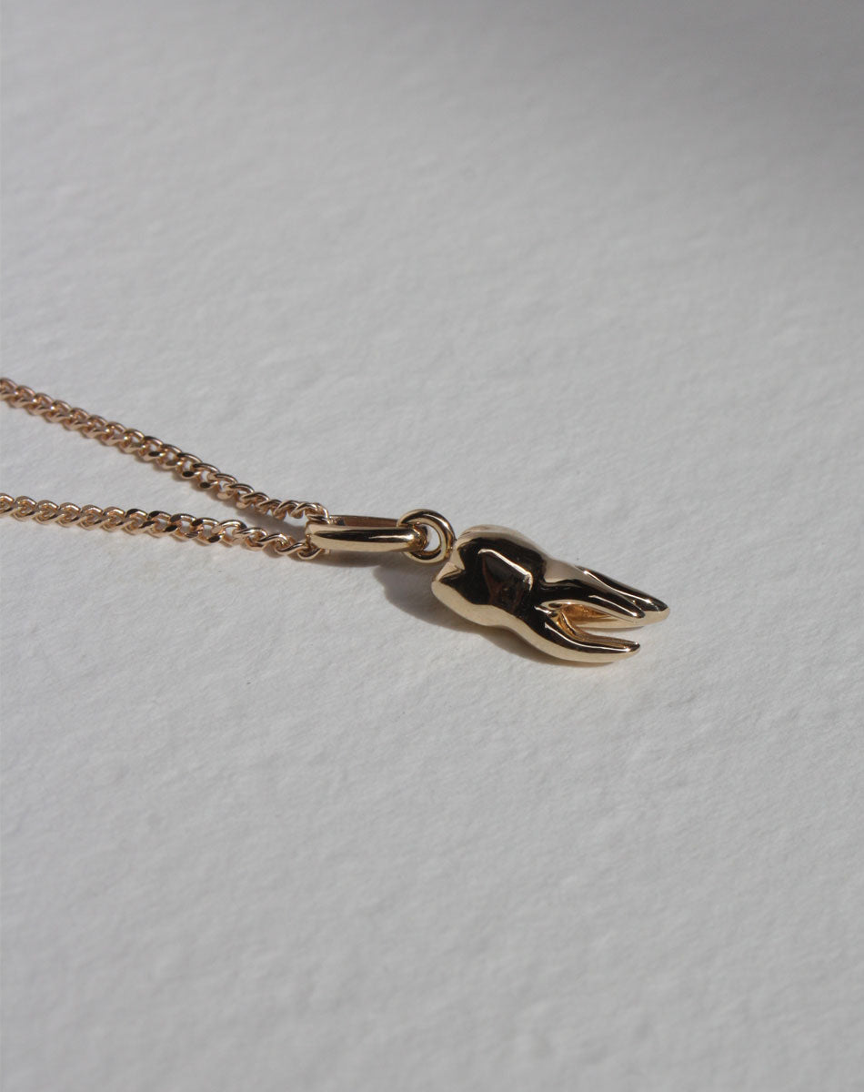 Tooth Charm Necklace Large | 9ct Yellow Gold