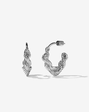 Twisted Rope Earrings Large | Sterling Silver